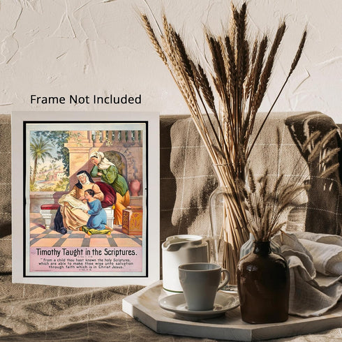 Posterizer 1 pcs-Timothy taught in the scriptures poster-Religious Posters-Gifts for Christians -Decor for Church, Sunday School Classroom- unfram...